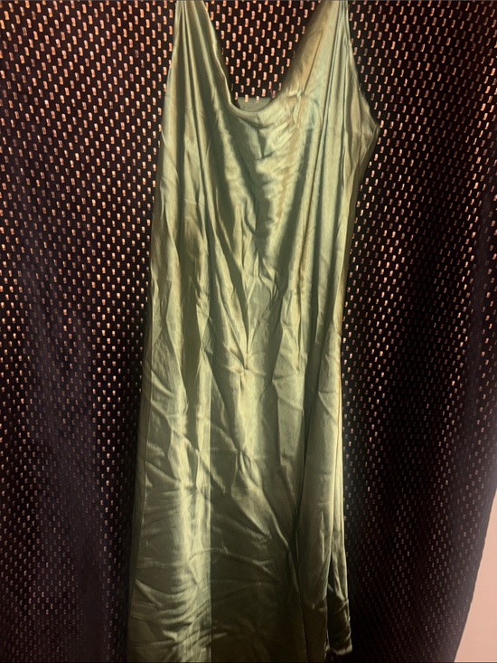 Dresses & Skirts - Satin Slip Dress - Olive Green